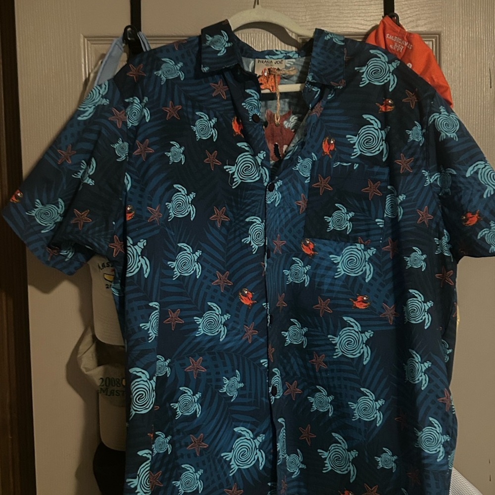 Men's XL Blue Pirana Joe Tropical Print Shirt